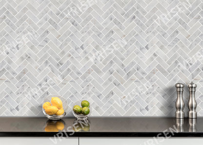 Calacatta White Honed Mosaic 1"x 3" Herringbone