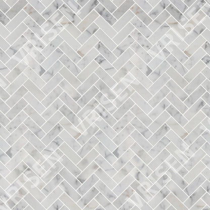 Calacatta White Honed Mosaic 1"x 3" Herringbone