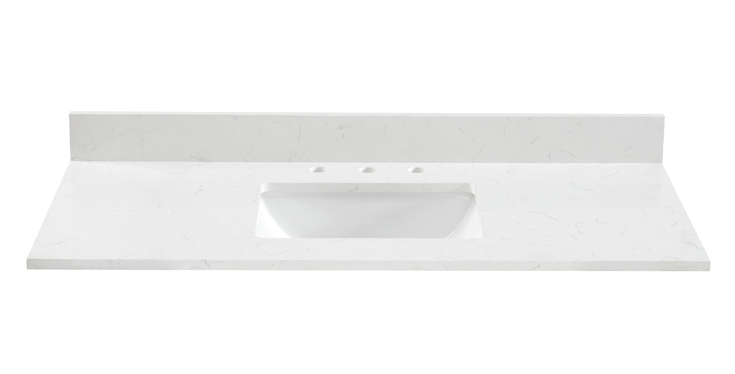 Carrara White Quartz Single Sink Bathroom Vanity Top