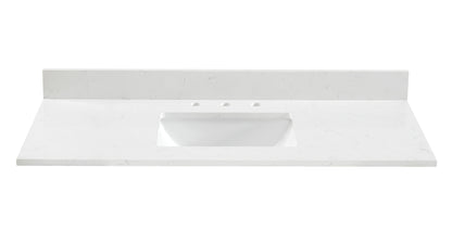 Carrara White Quartz Single Sink Bathroom Vanity Top