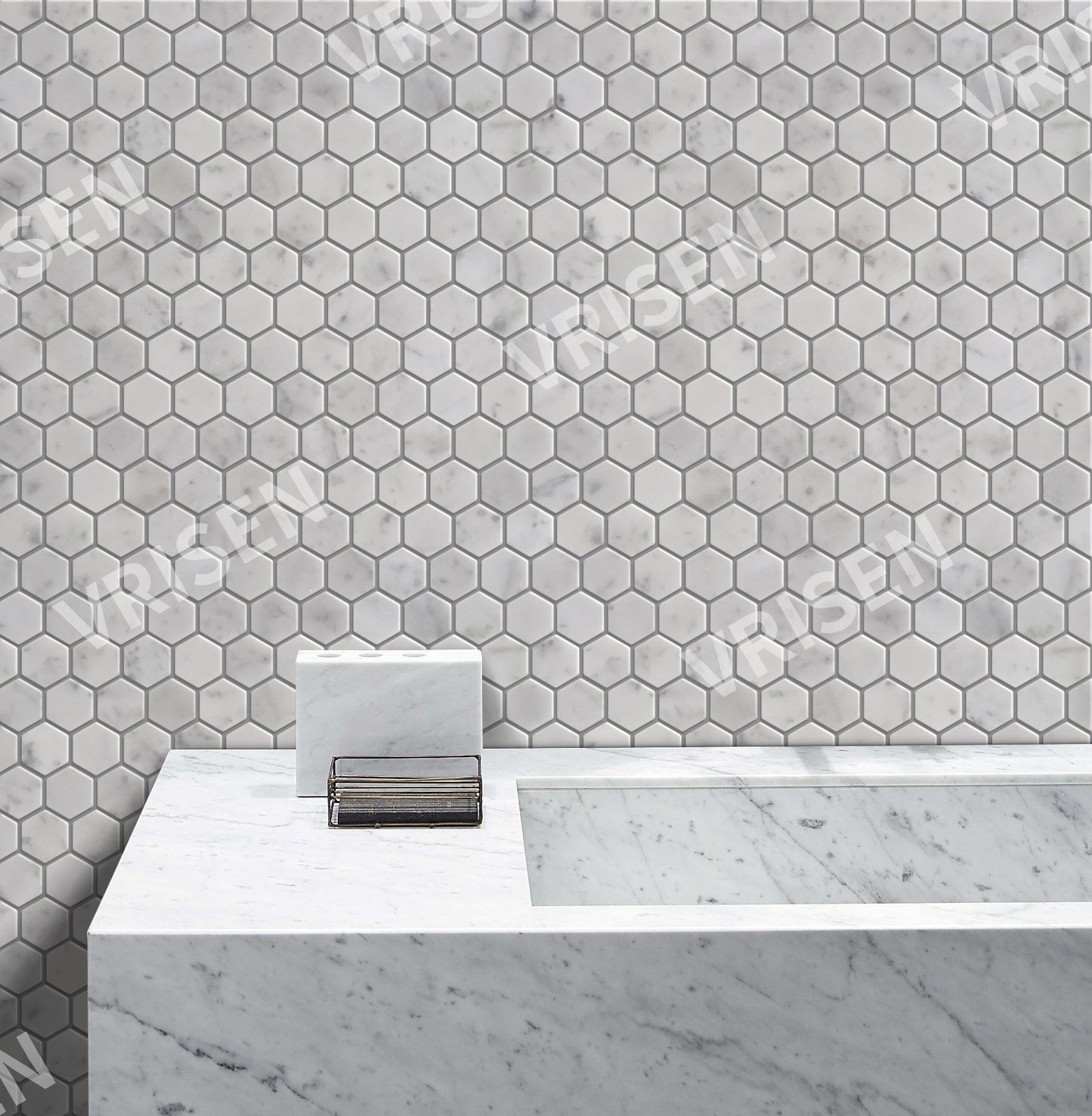 Carrara White Mosaic Polished 1" Hexagon