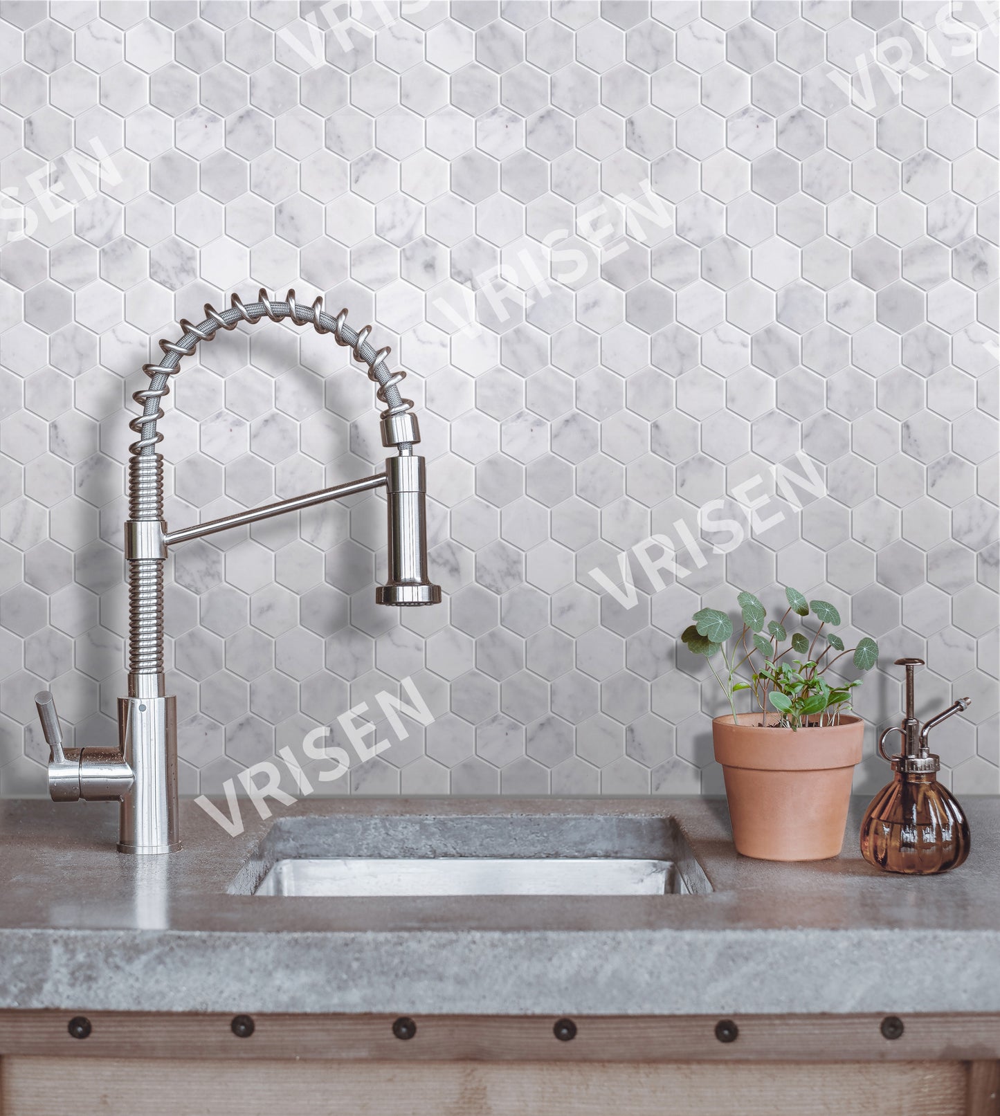 Carrara White Mosaic Polished 2" Hexagon