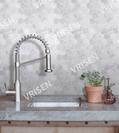 Carrara White Mosaic Polished 2" Hexagon