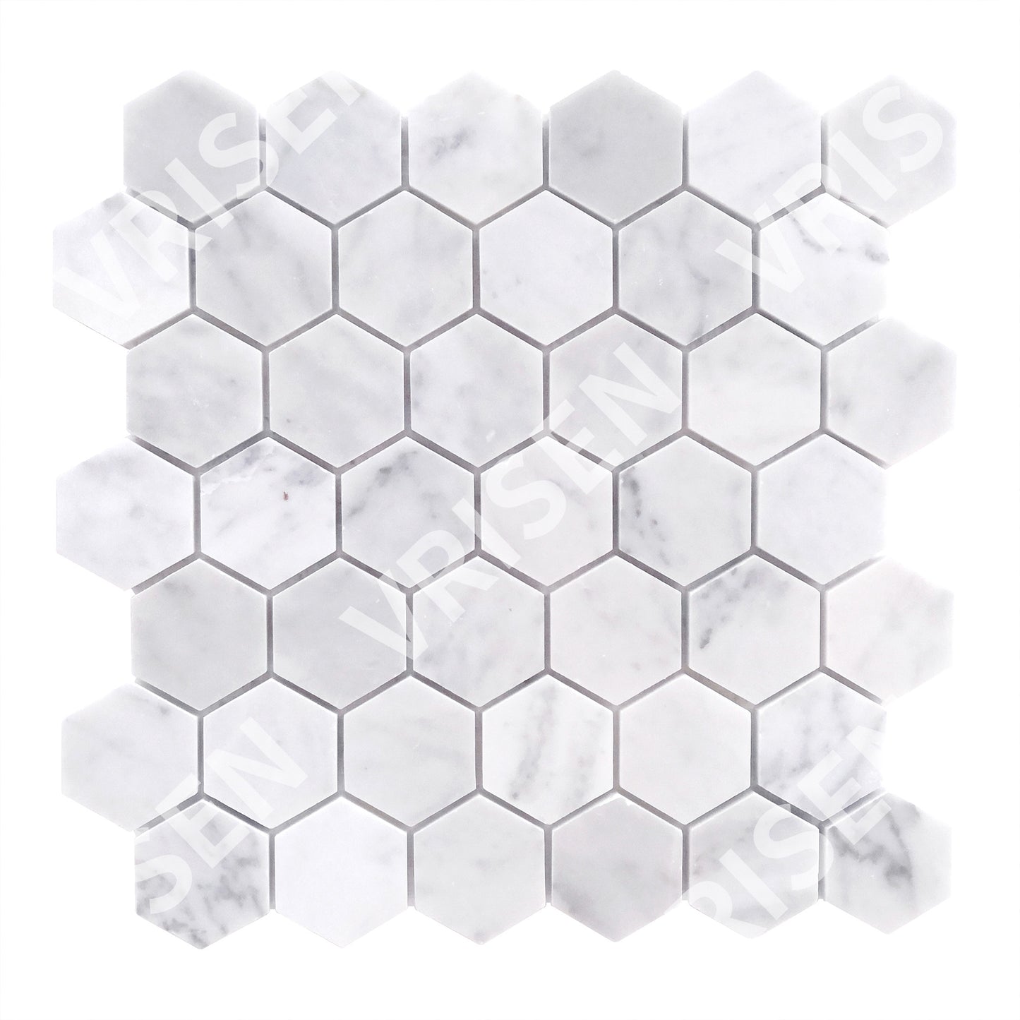 Carrara White Mosaic Polished 2" Hexagon