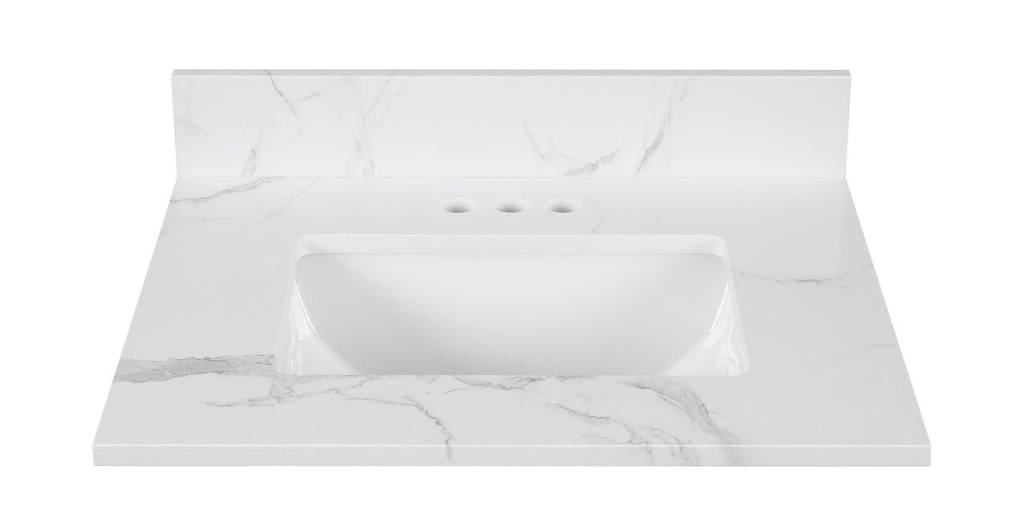 Calacatta Engineered Marble Single Sink Bathroom Vanity Top