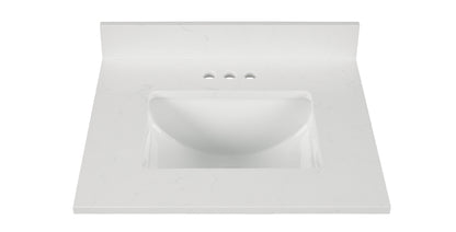 Carrara White Quartz Single Sink Bathroom Vanity Top