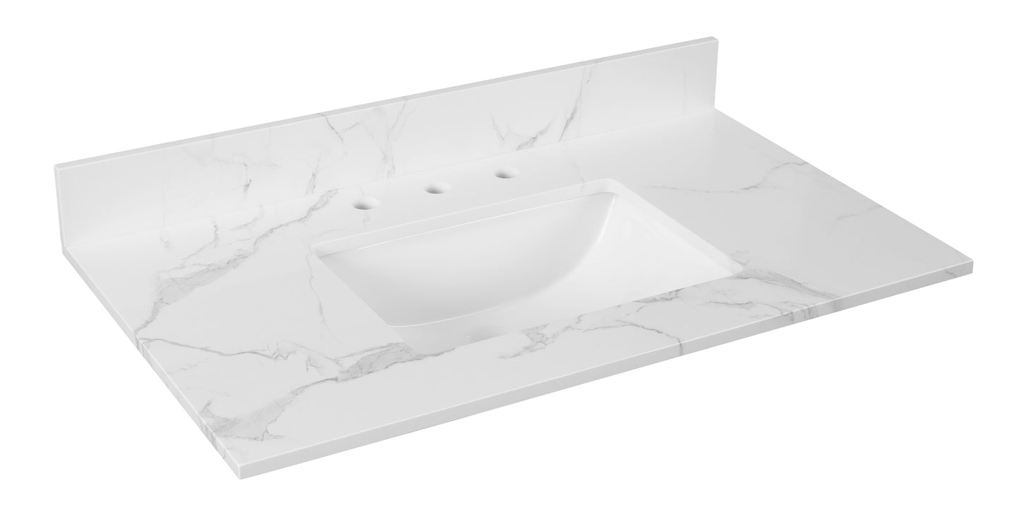 Calacatta Engineered Marble Single Sink Bathroom Vanity Top