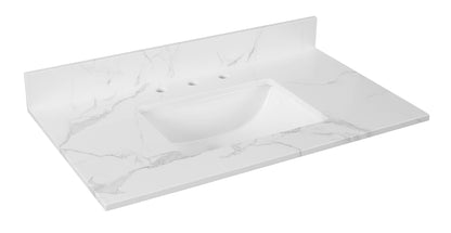 Calacatta Engineered Marble Single Sink Bathroom Vanity Top