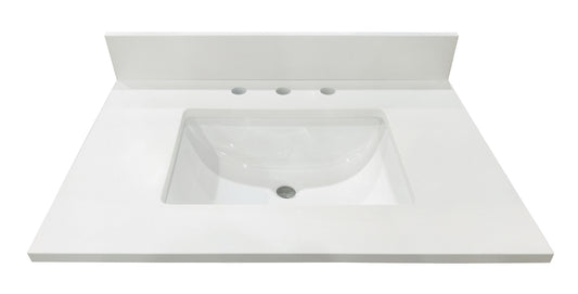 Pure White Quartz Double Sink Bathroom Vanity Top ( Snow White)