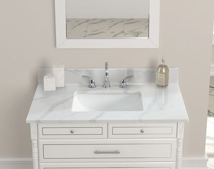 Calacatta Quartz Single Sink Bathroom Vanity Top