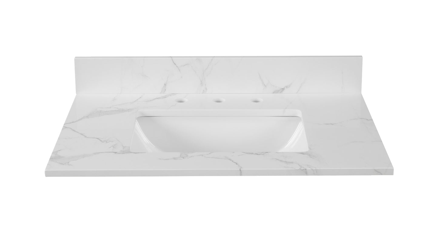 Calacatta Engineered Marble Single Sink Bathroom Vanity Top