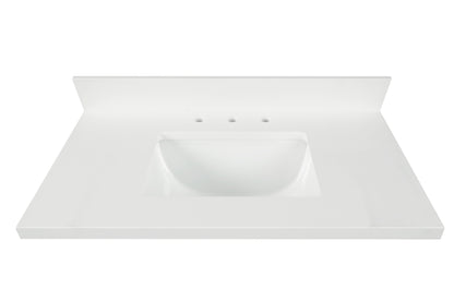 Pure White Quartz Double Sink Bathroom Vanity Top ( Snow White)