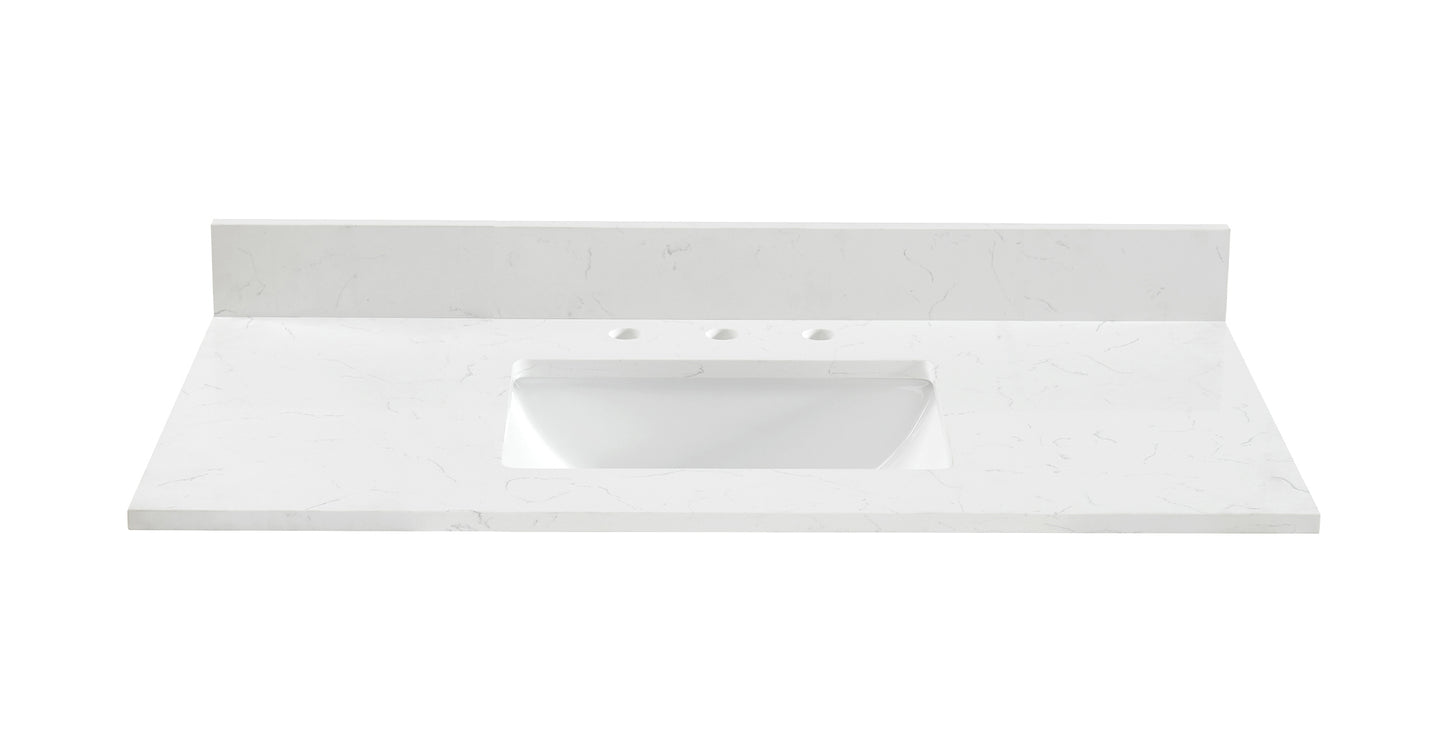 Carrara White Quartz Single Sink Bathroom Vanity Top