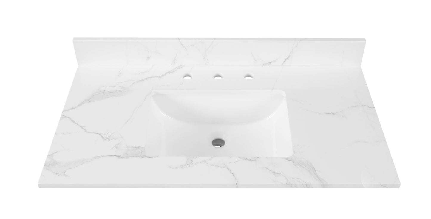 Calacatta Engineered Marble Single Sink Bathroom Vanity Top