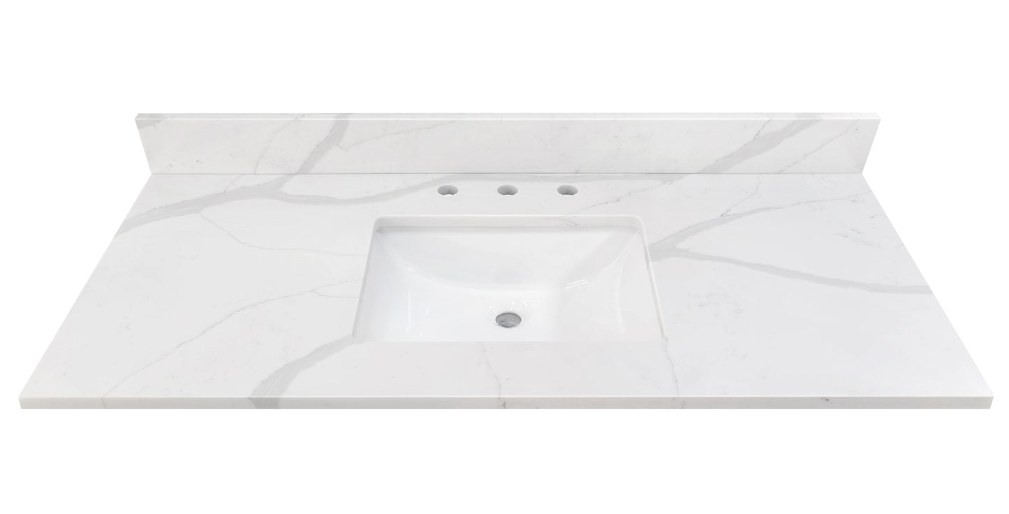 Calacatta Quartz Single Sink Bathroom Vanity Top