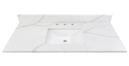 Calacatta Quartz Single Sink Bathroom Vanity Top