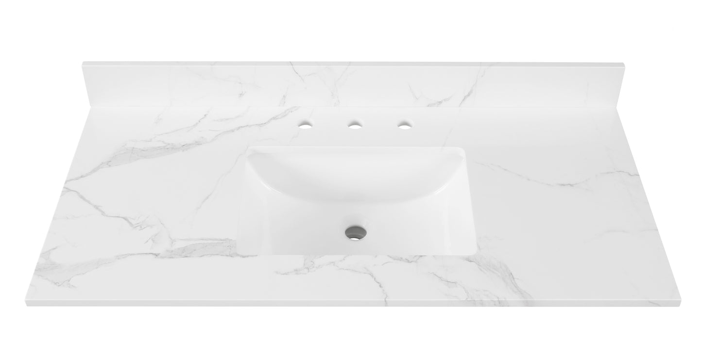 Calacatta Engineered Marble Single Sink Bathroom Vanity Top