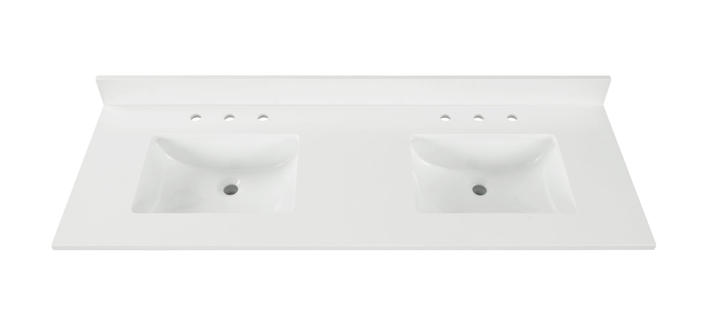 Pure White Quartz Double Sink Bathroom Vanity Top ( Snow White)