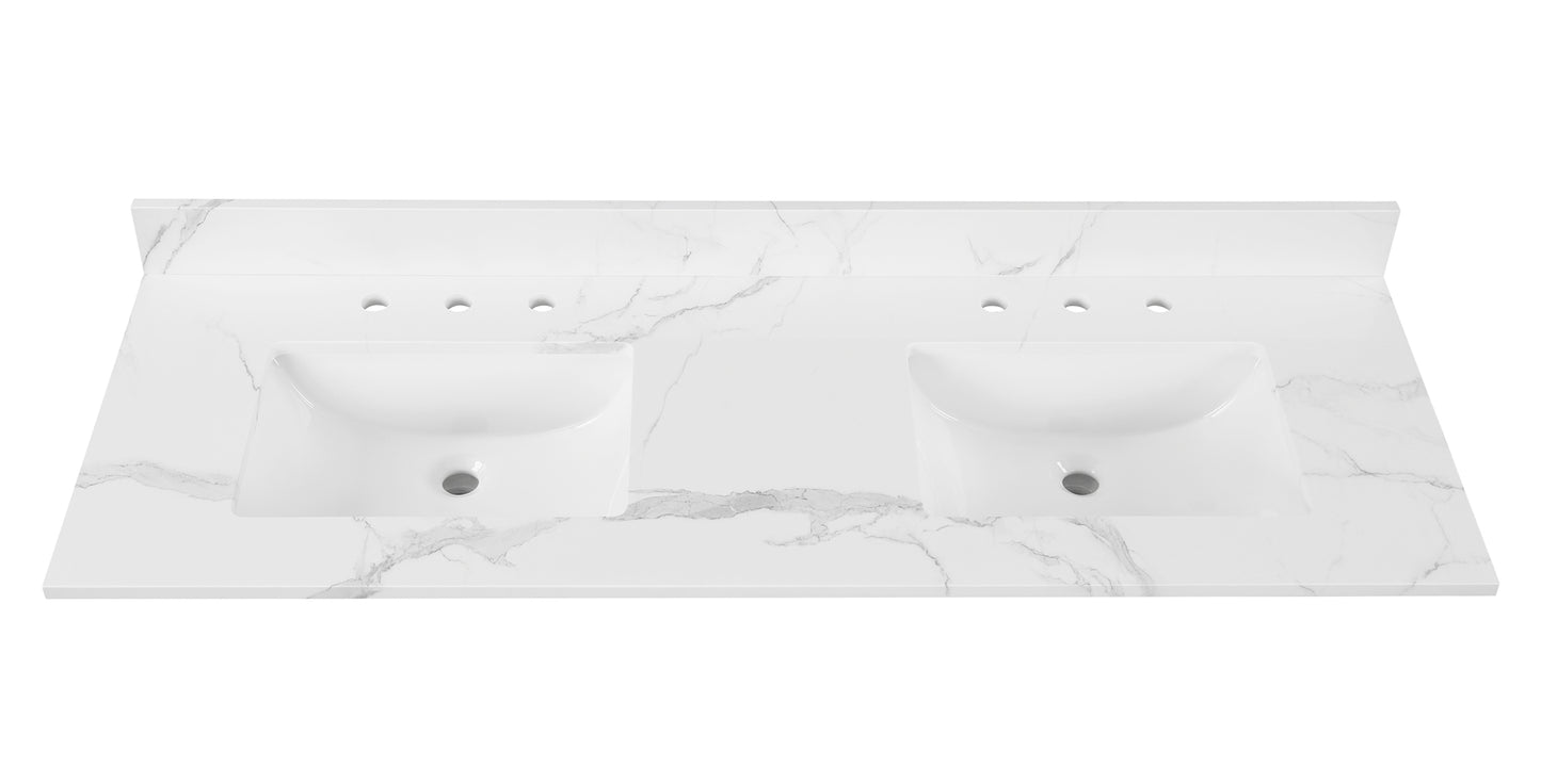 Calacatta Engineered Marble Single Sink Bathroom Vanity Top