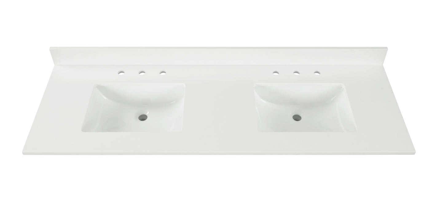 Pure White Quartz Double Sink Bathroom Vanity Top ( Snow White)