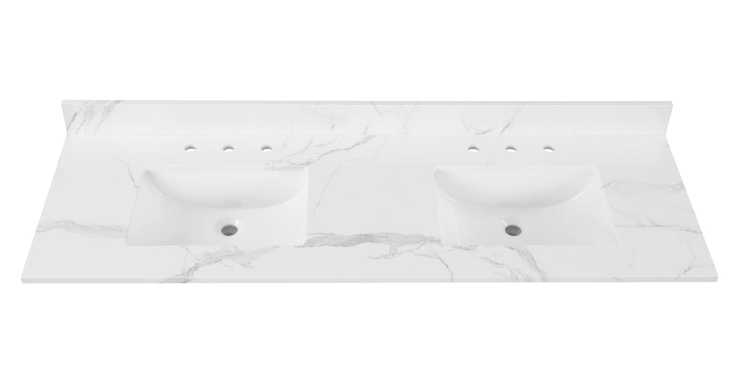 Calacatta Engineered Marble Single Sink Bathroom Vanity Top