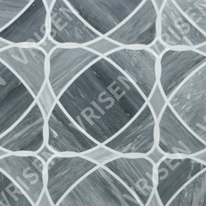 Astral Gray - Thassos And Palissandro Waterjet Mosaic