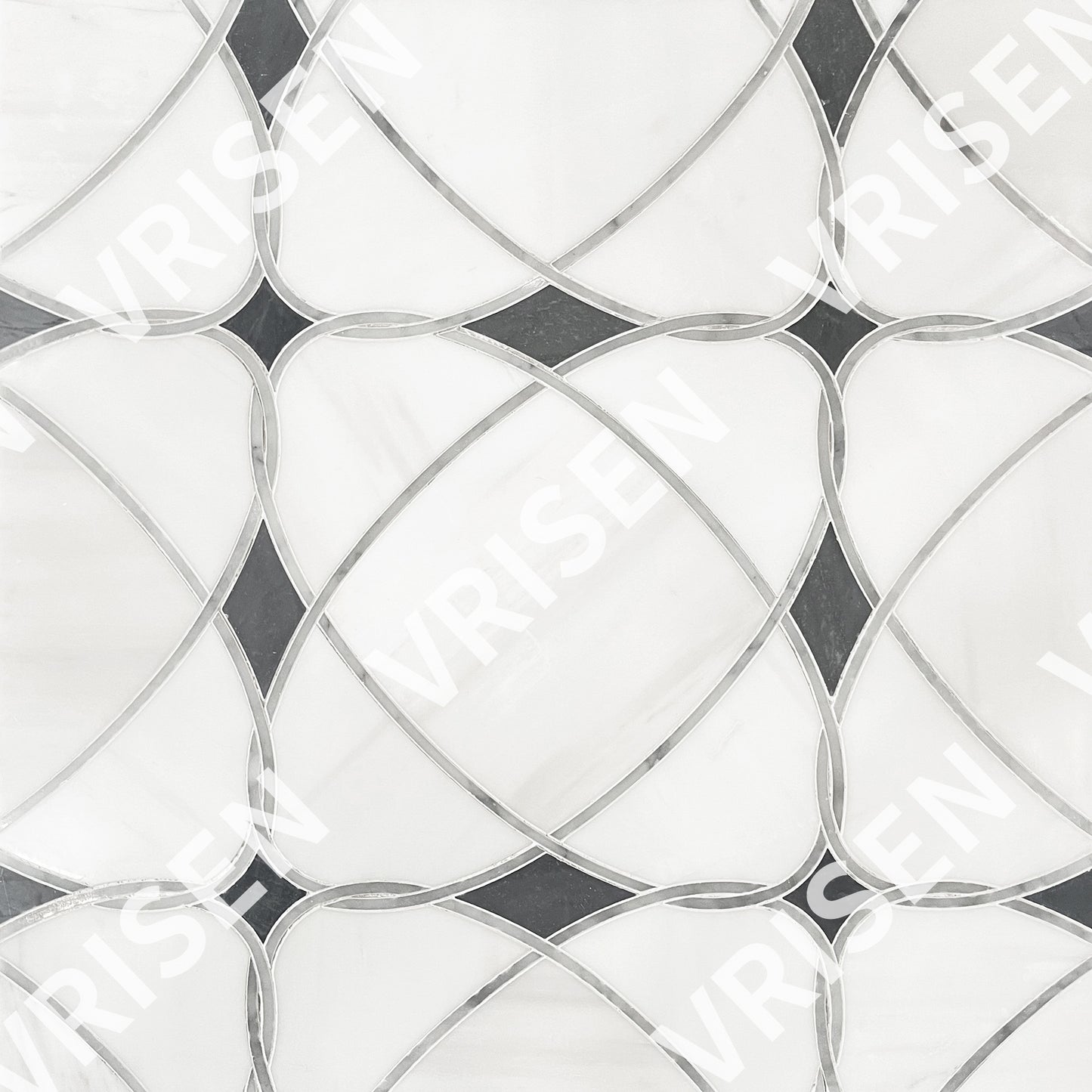 Astral White - Dolomite And Palissandro Waterjet Mosaic