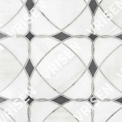 Astral White - Dolomite And Palissandro Waterjet Mosaic