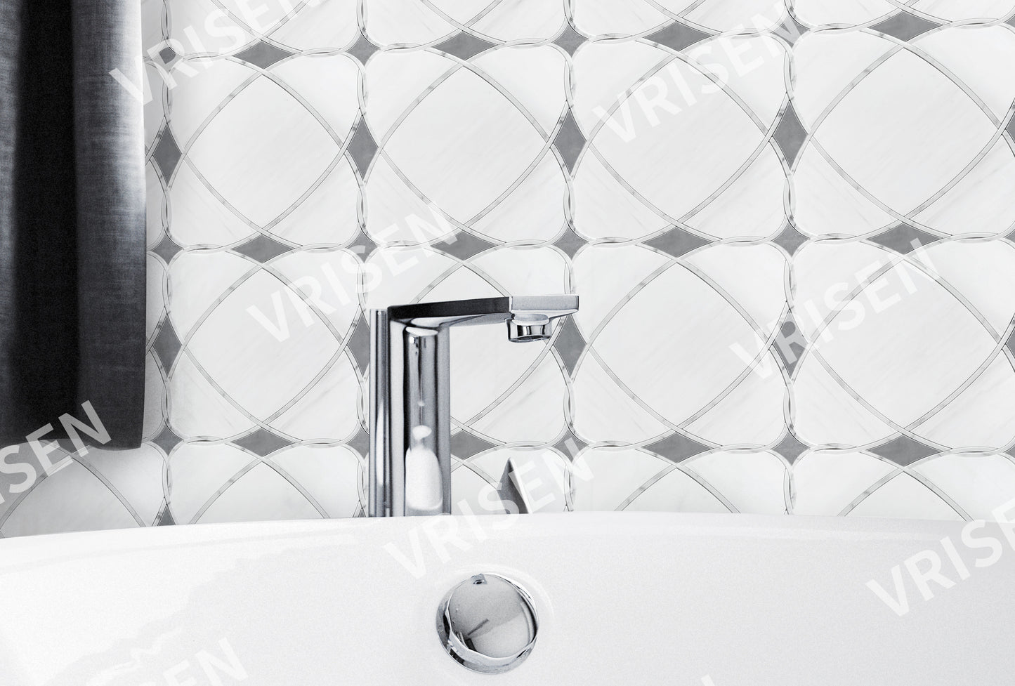 Astral White - Dolomite And Palissandro Waterjet Mosaic