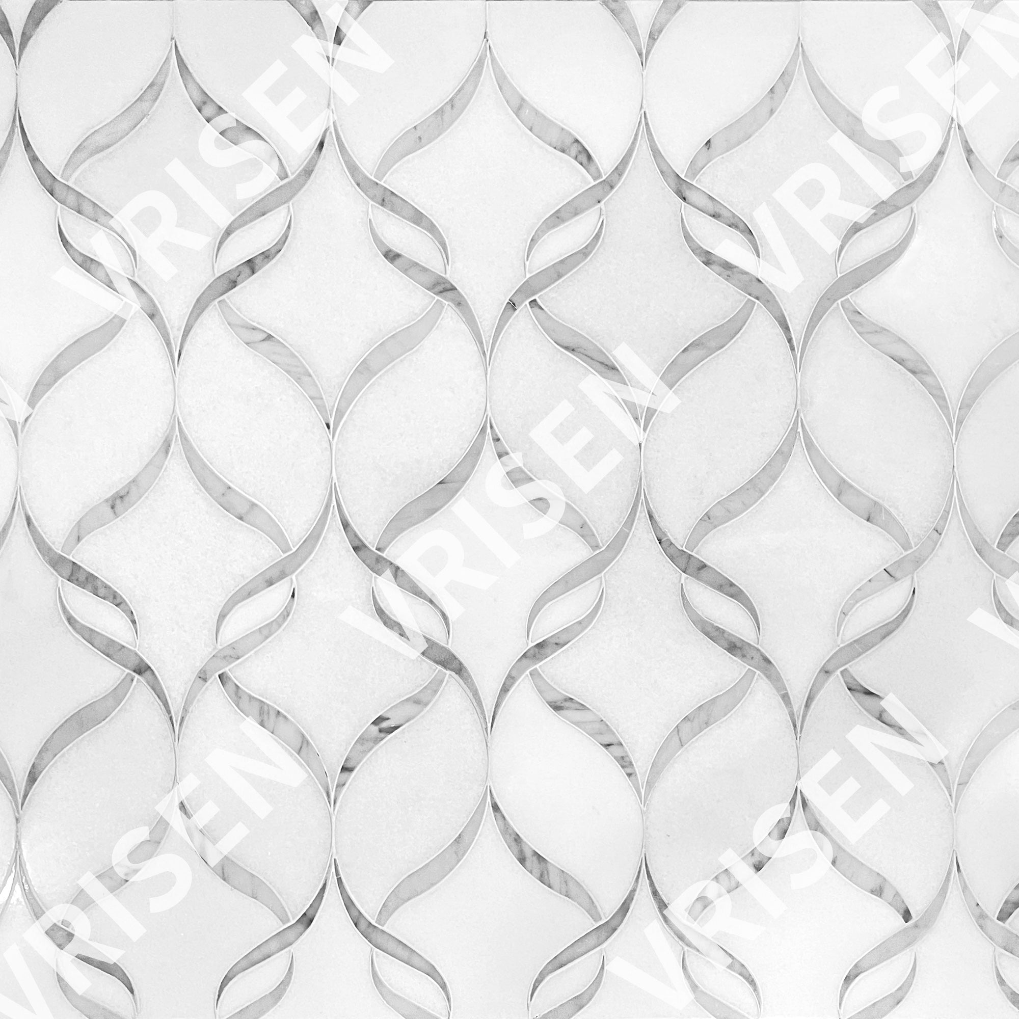 Carrara White & Thassos White Waterjet Mosaic Soft Ribbons – VRISEN ...