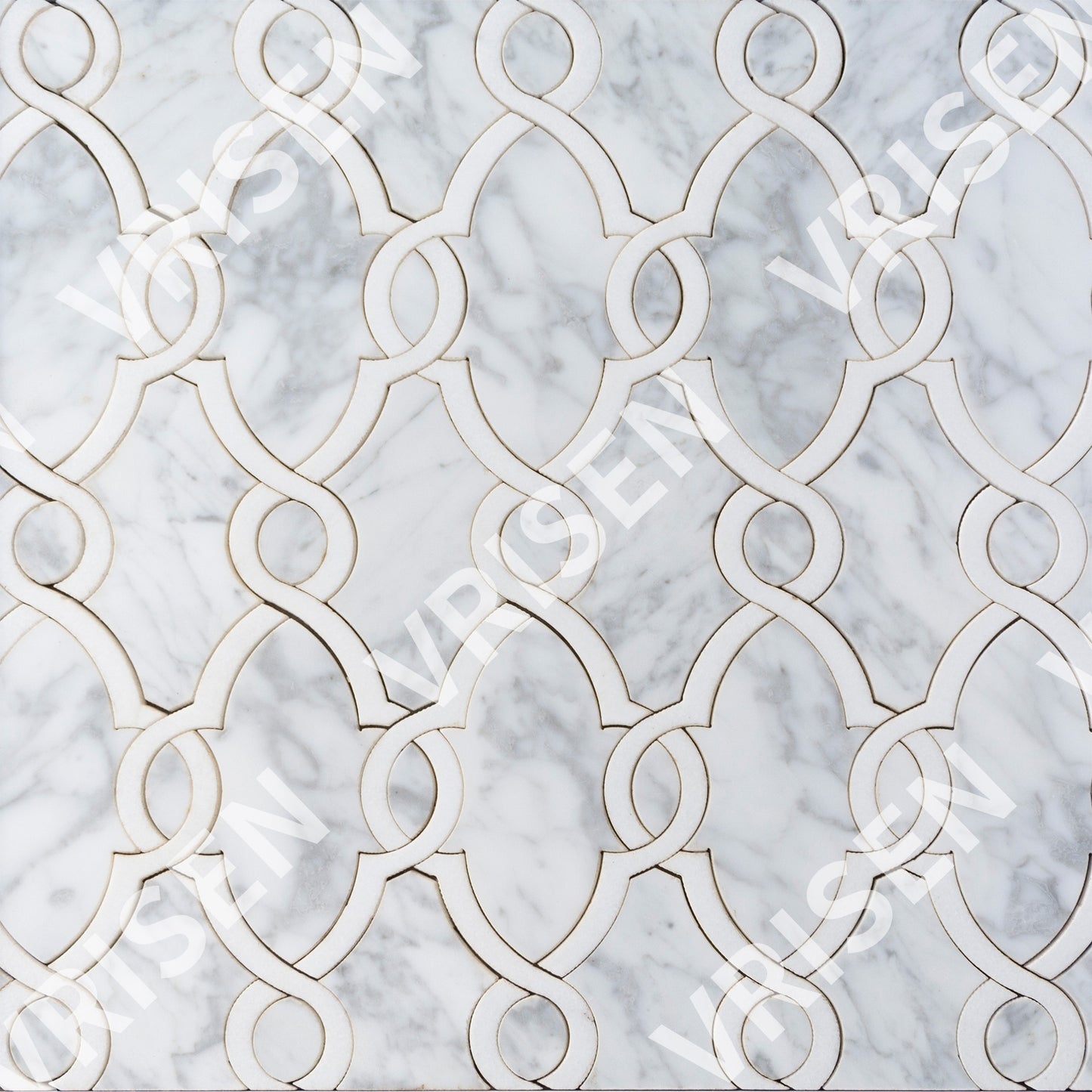 Carrara White & Thassos White Waterjet Mosaic