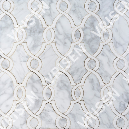 Carrara White & Thassos White Waterjet Mosaic