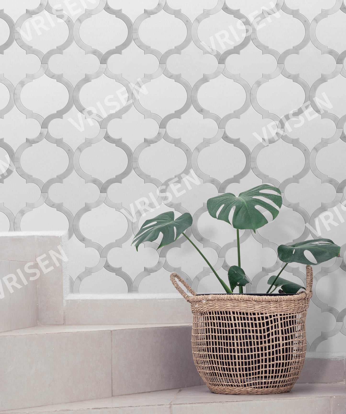 Marrakesh - Carrara White & Thassos White Waterjet Mosaic