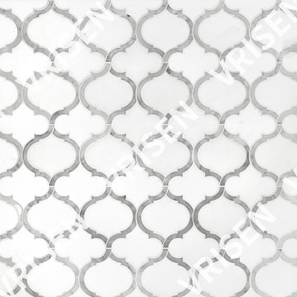 Marrakesh - Carrara White & Thassos White Waterjet Mosaic