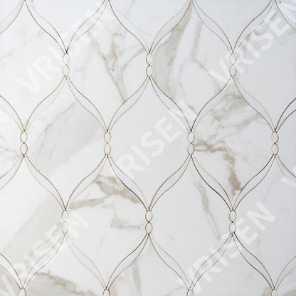 Thassos & Calacatta Waterjet Mosaic Dewdrop