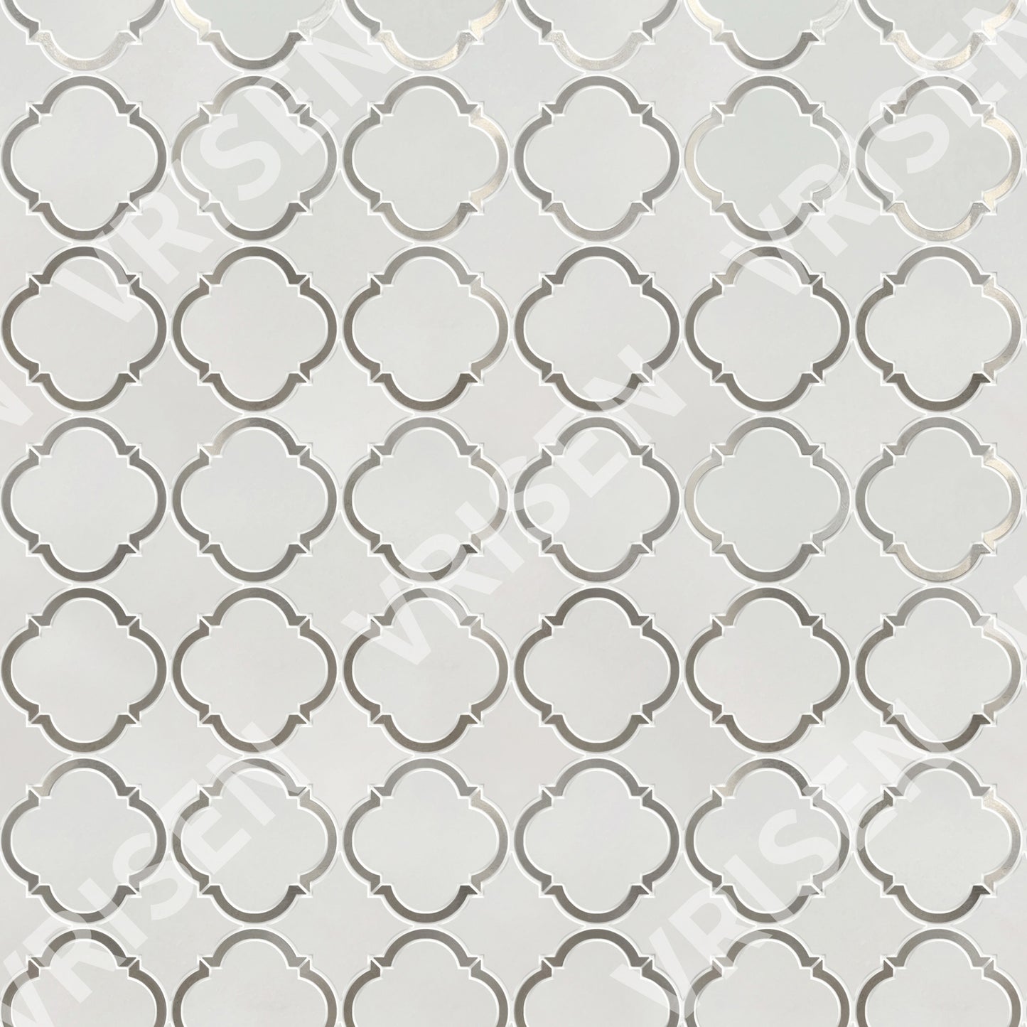 Thassos & Thassos with Metal Waterjet Mosaic Patterned Trim