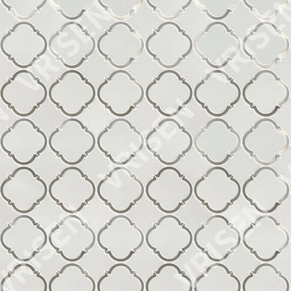 Thassos & Thassos with Metal Waterjet Mosaic Patterned Trim