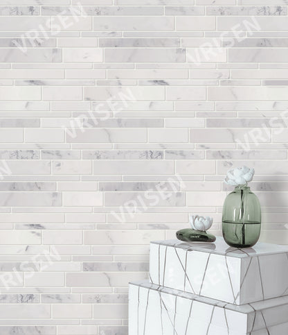 Calacatta White Marble Mosaic Honed Random Liners