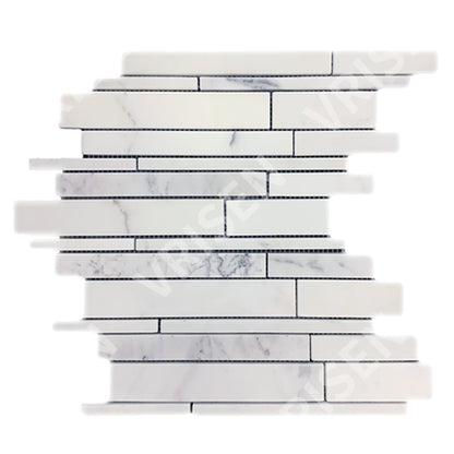 Calacatta White Marble Mosaic Honed Random Liners