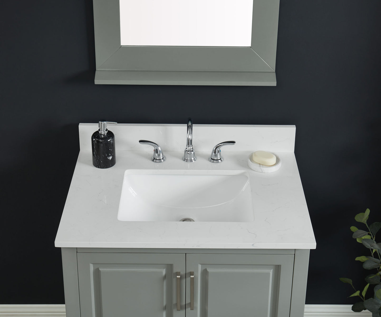 Carrara White Quartz Single Sink Bathroom Vanity Top