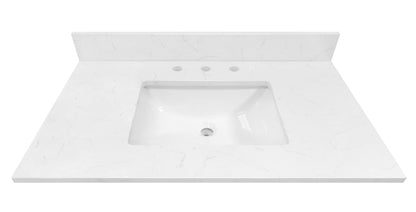 Carrara White Quartz Single Sink Bathroom Vanity Top