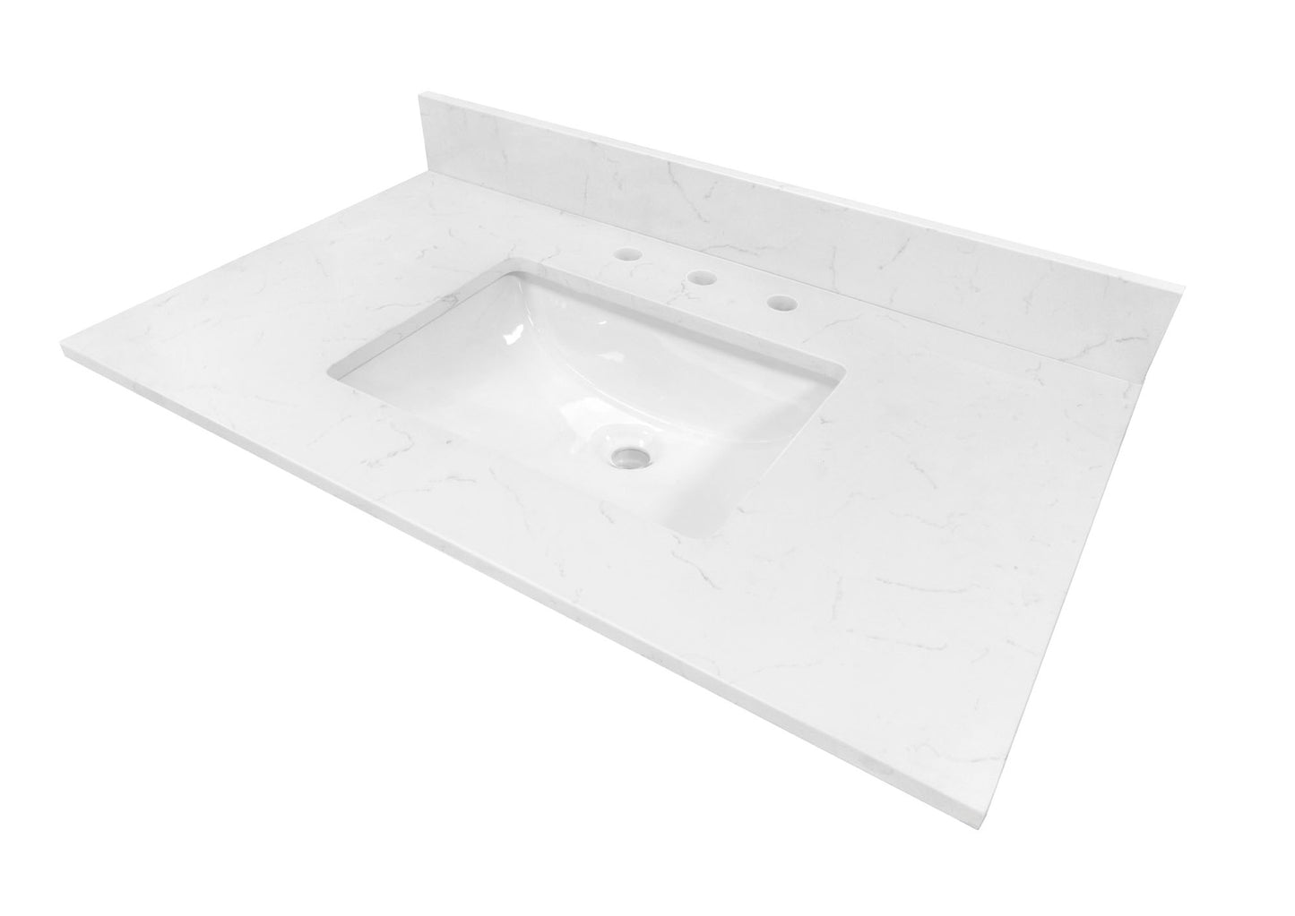 Carrara White Quartz Single Sink Bathroom Vanity Top