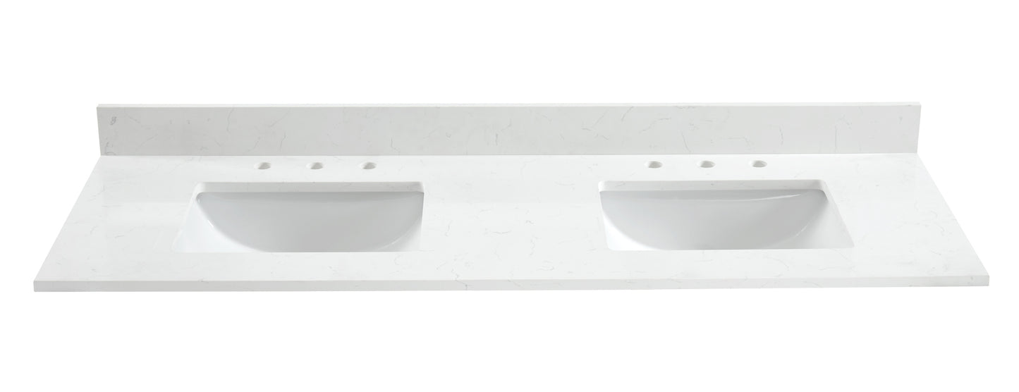 Carrara White Quartz Single Sink Bathroom Vanity Top