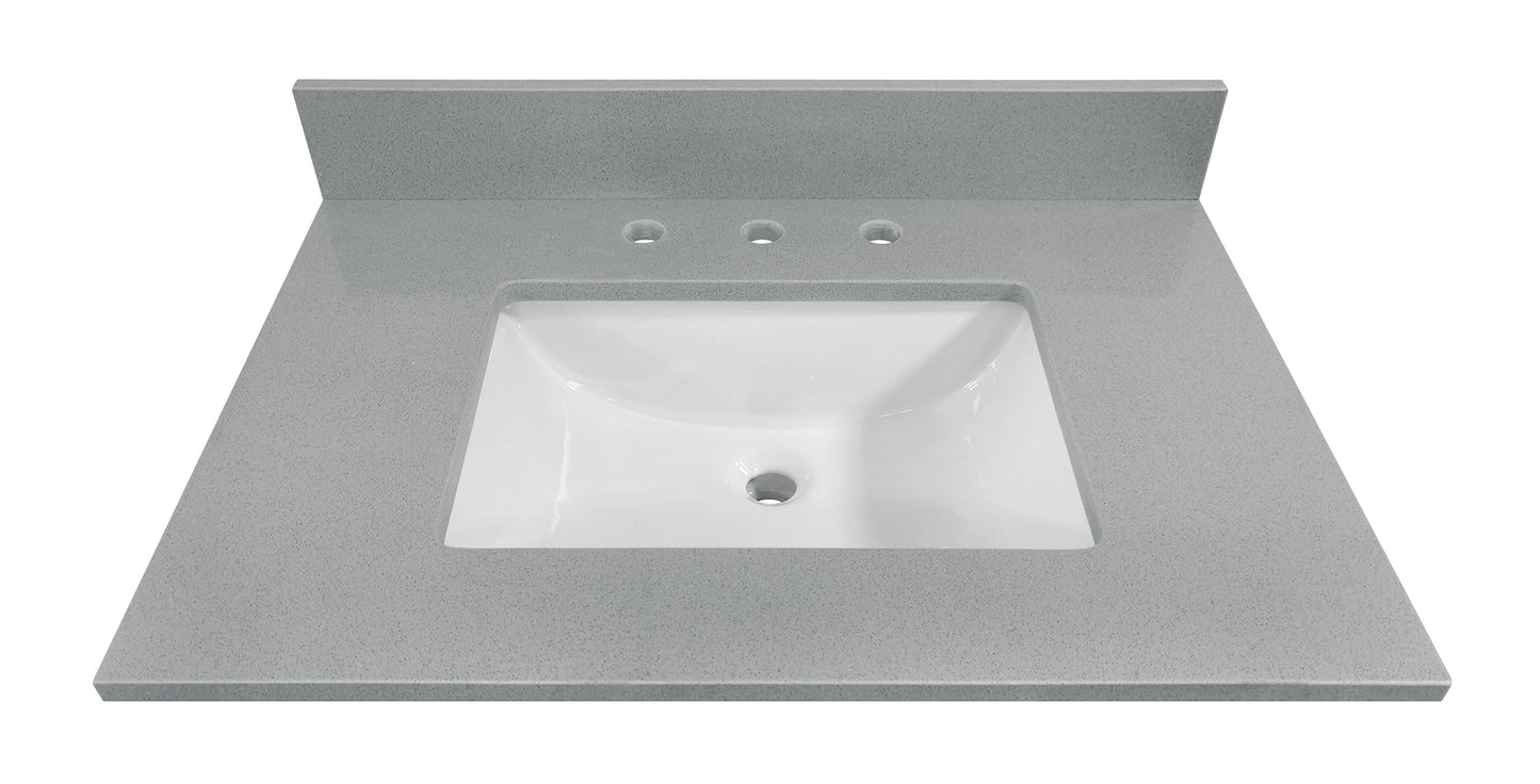 Koala Gray Engineered Marble Single Sink Bathroom Vanity Top (Meridian Gray)