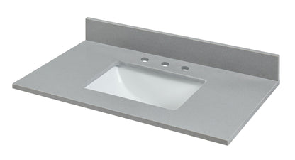 Koala Gray Engineered Marble Single Sink Bathroom Vanity Top (Meridian Gray)