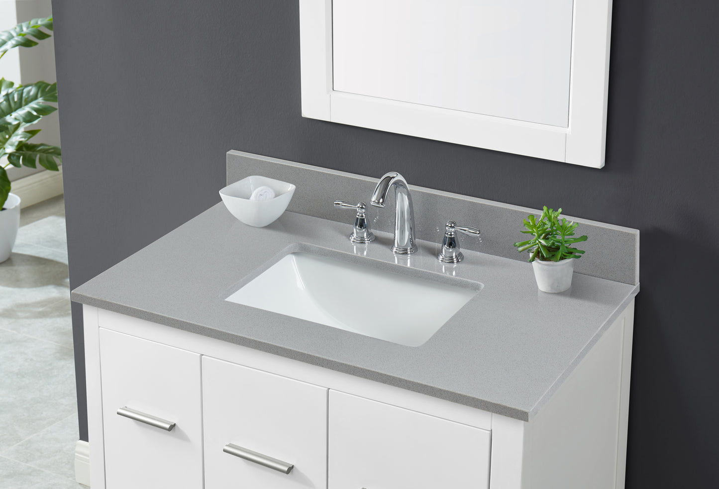 Koala Gray Engineered Marble Single Sink Bathroom Vanity Top (Meridian Gray)