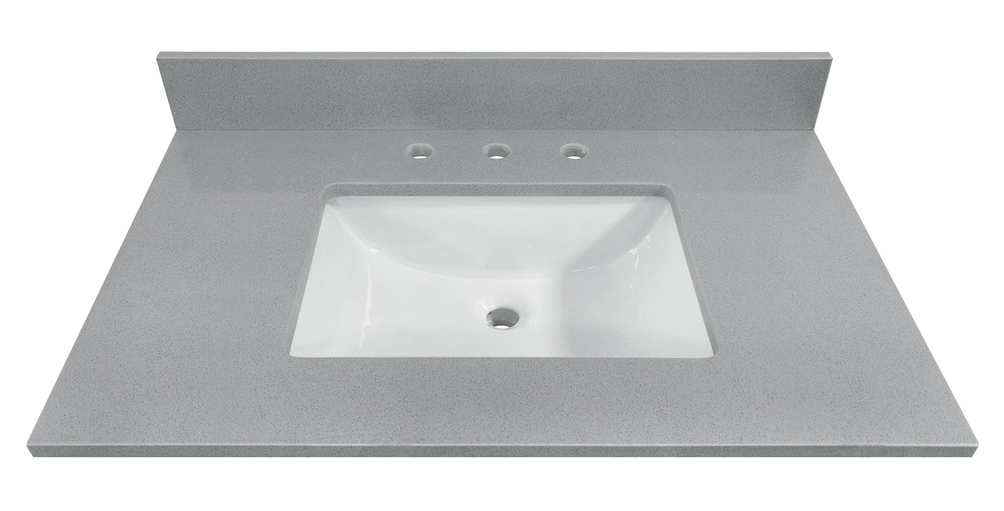 Koala Gray Engineered Marble Single Sink Bathroom Vanity Top (Meridian Gray)