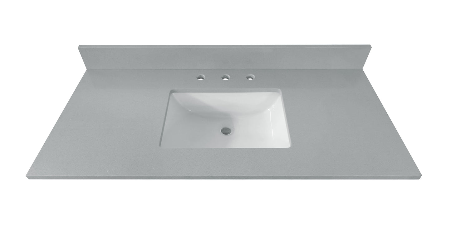 Koala Gray Engineered Marble Single Sink Bathroom Vanity Top (Meridian Gray)