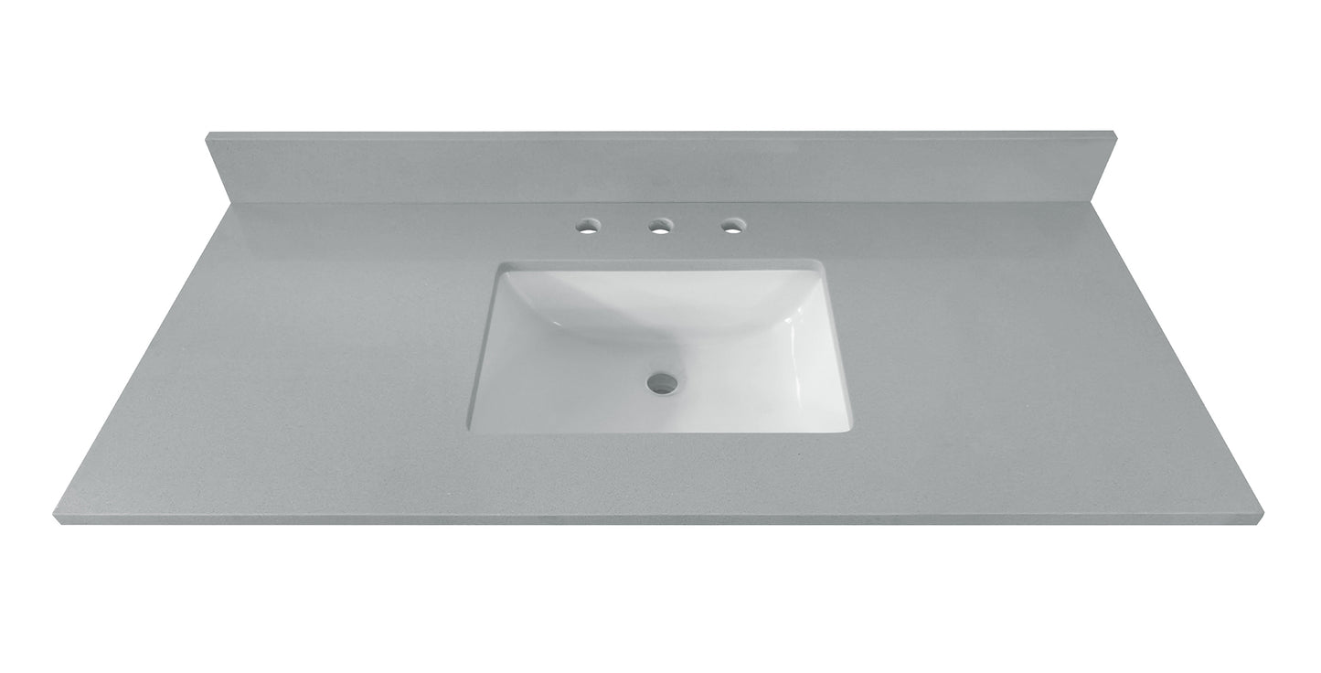 Koala Gray Engineered Marble Single Sink Bathroom Vanity Top (Meridian Gray)