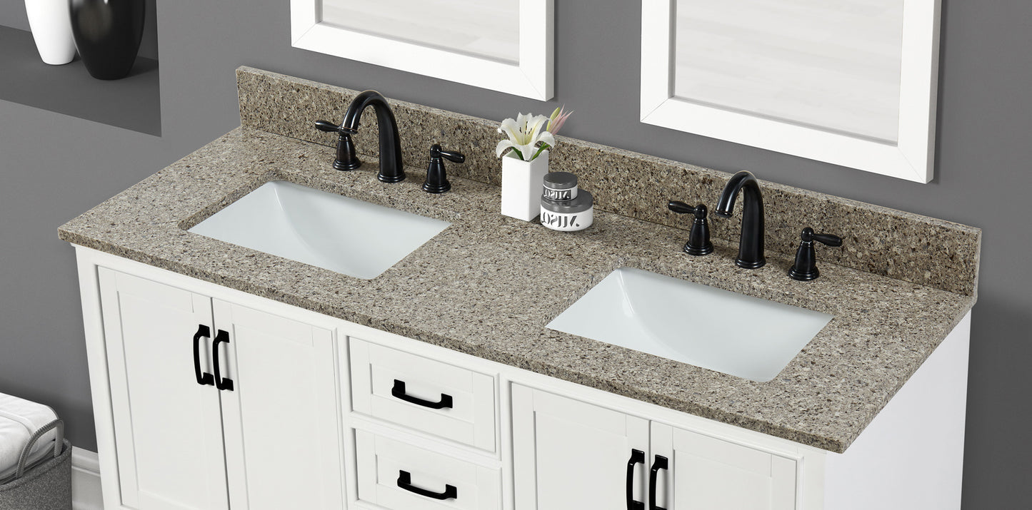 Siena Quartz Single Sink Bathroom Vanity Top (Castle Rock)